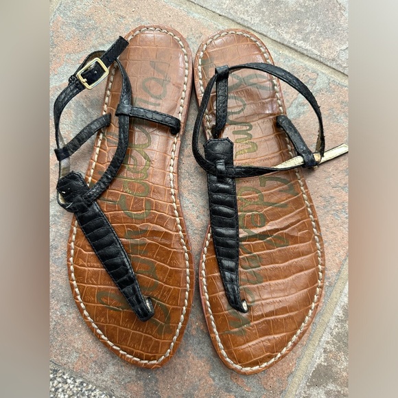 Sam Edelman Gigi Black Croc Sandal - Picture 1 of 5